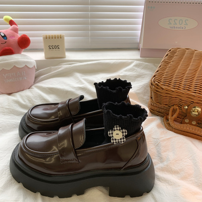 taobao agent Black high demi-season footwear platform English style, 2022 collection, trend of season, British style