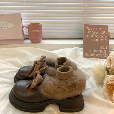 taobao agent Demi-season fleece keep warm footwear English style platform, British style