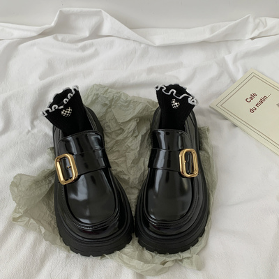 taobao agent Black demi-season Japanese footwear platform English style, 2022 collection, British style