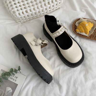 taobao agent White summer thin footwear platform English style, 2022 collection, British style, french style