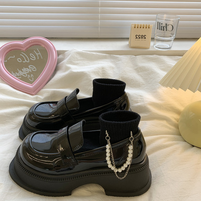 taobao agent Black high demi-season Japanese footwear platform English style, 2022 collection, trend of season, British style