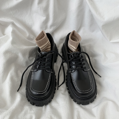 taobao agent Black demi-season high footwear platform English style, 2022 collection, trend of season, British style