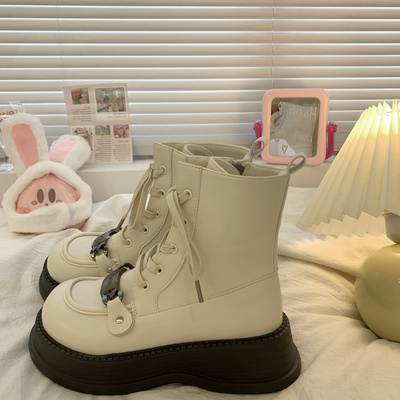 taobao agent Martens, warm high white mini-skirt English style platform, boots, 2022 collection, British style