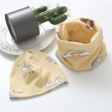 Тонкая детская шапка, шарф, хлопковый осенний ветрозащитный комплект, детская шапочка для новорожденных