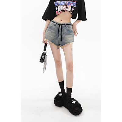 taobao agent Retro denim skirt, summer shorts, fitted, 2022