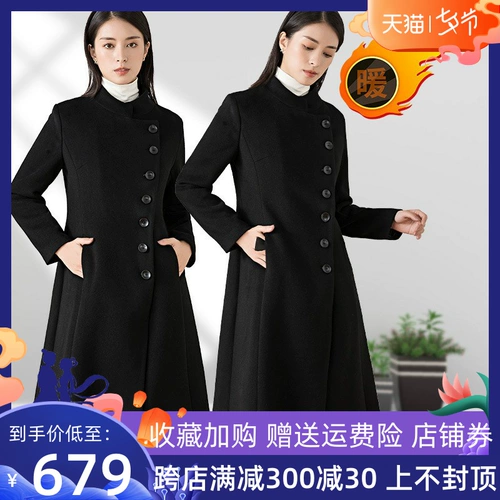 Длинное демисезонное шерстяное пальто, длина макси, коллекция 2022, в корейском стиле, облегающий крой