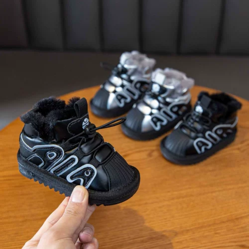 Детские утепленные нескользящие ботинки, короткие сапоги, мягкая подошва