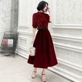 Осеннее бордовое вечернее платье, 2019