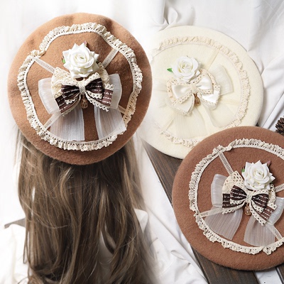 taobao agent Lolita Lolita lace hand -made beretic hats Originally generated color bow hats