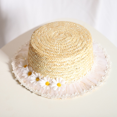 taobao agent Beautiful little daisy Fairy Straw Hat lace chrysanthemum bride married lolita small thing Japanese sun hat female