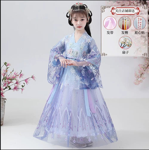 4-5 6-летняя девочка летом 8 Hanfu 9 Платье десять платьев для девочек 11 супер красивые костюмированные группы