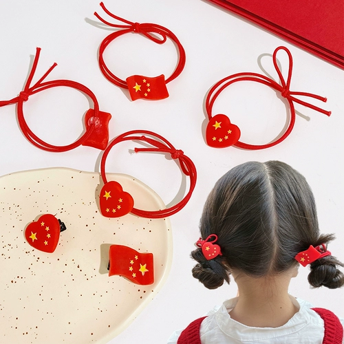 Детский красный аксессуар для волос, заколка для волос, резинка для волос