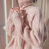 Розовый цветной демисезонный свитер, длинный шарф, свободный крой, средней длины, увеличенная толщина