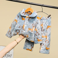 Детская пижама, утепленный фланелевый стеганый детский удерживающий тепло милый комплект