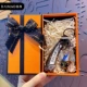 Космонавт, синяя оранжевая подарочная коробка