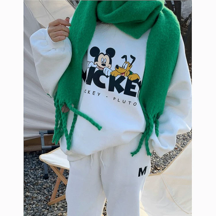 Brand cartoon set for leisure, sweatshirt, floor lighting, flashlight, trousers, loose fit