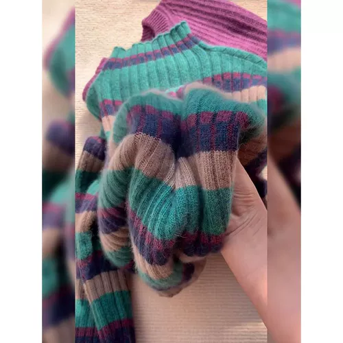 Радужный трикотажный демисезонный свитер, европейский стиль, изысканный стиль