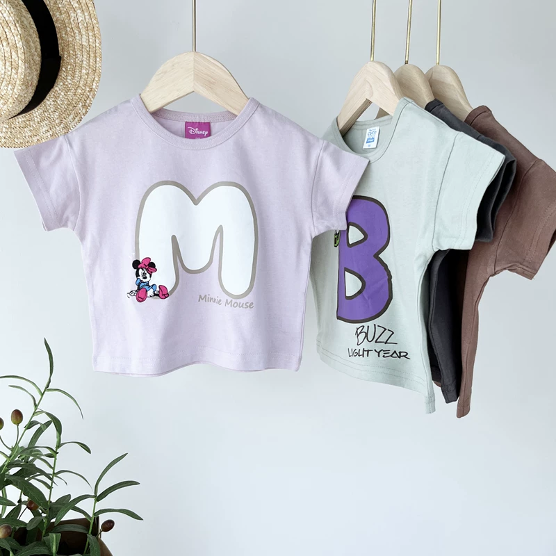 (Cross-border trading), cotton cartoon children's T-shirt with a round collar, with short sleeve, oversize