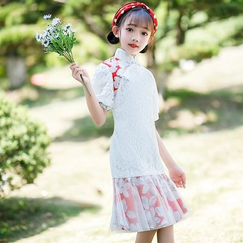 Летнее ципао, детский костюм, тонкое платье, 2021 года, китайский стиль