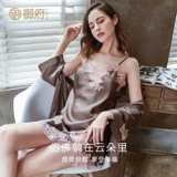 御府 Шелковая весенняя летняя пижама, сексуальный комплект, шелковый банный халат, эффект подтяжки