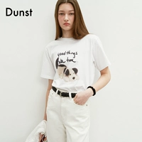 [Xu Yiyang та же модель] Dunst New Puppy Printed T -Form Fult Cotton Complete -Sholeed Casual Later -Later -Sleeed UDTS4B134