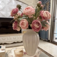 3 розовый 3 фиолетовый+белая ваза слоновой кости