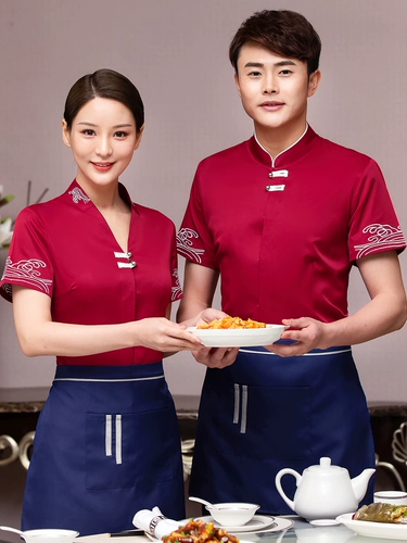 Летняя одежда для работы для отеля, комплект, короткий рукав, китайский стиль