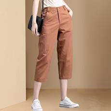 Показать Wo костюм 女装裤子休闲高腰哈伦萝卜2025新款欧货春秋夏季外贸七分中裤爆款