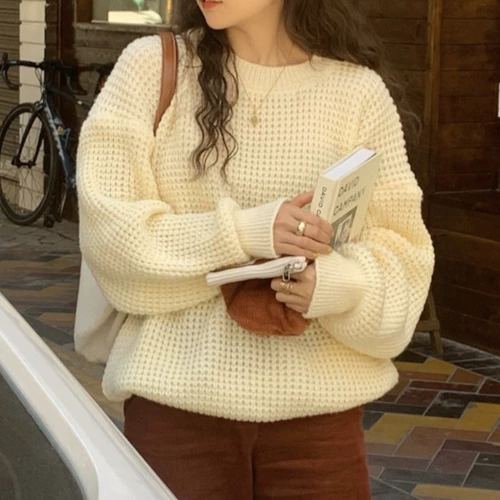 Ретро модный трикотажный свитер, 2022, городской стиль, в западном стиле, свободный крой