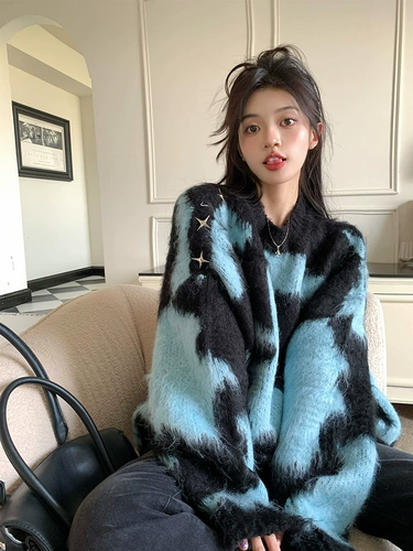 Зимний модный атмосферный трикотажный свитер, 2022, в корейском стиле, свободный крой