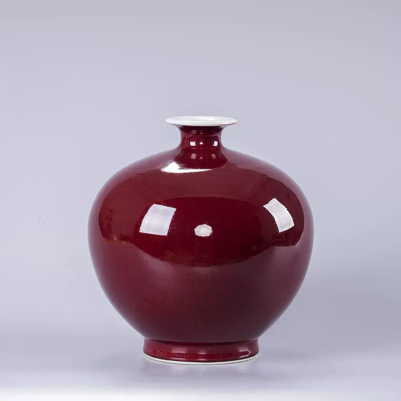 2点洪徳紅釉描金梅瓶景徳鎮花瓶陶磁器装飾品現代工芸品美術品置物-