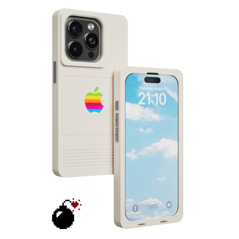 Retro Macintosh : Vintage Rainbow Logo, Textured Finish – 17, 16, 15, 14, 13, 12 Plus/Pro/Max/Air iPhone Case