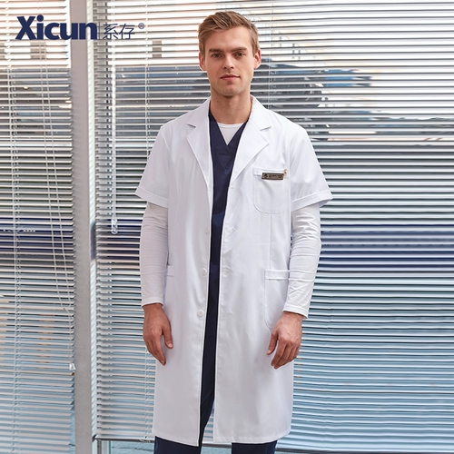 系存 Белый халат, униформа врача, летний тонкий лонгслив, униформа медсестры для работы, короткий рукав, для салонов красоты