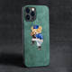 Alcantara Suede Microfiber Phone Cases Covers Cartoon Bear Cute Luxury High End Premium iPhone 15, iPhone 14, iPhone 13, iPhone 12,