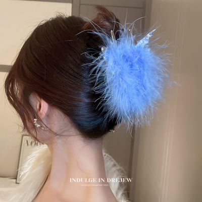 taobao agent Drejew feathers butterfly hair clip female fairy beautiful temperament high -end grabbing head shark clip high -level sensory hair accessories