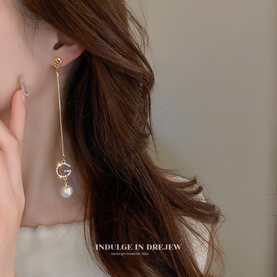 taobao agent Extra-long long demi-season advanced earrings with tassels, light luxury style, high-quality style