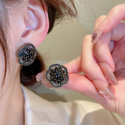 taobao agent Zirconium, demi-season elite earrings, flowered, light luxury style, 2022 collection