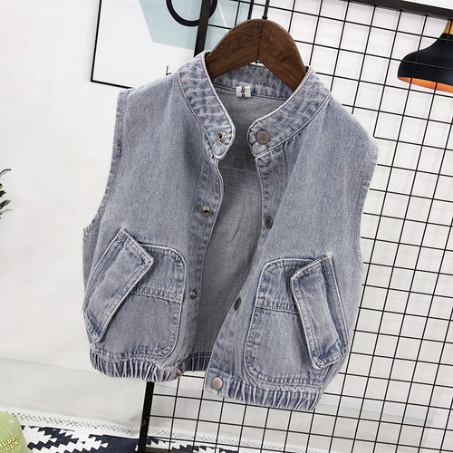 Осенний детский джинсовый жилет для мальчиков, 2020, свободный крой, в корейском стиле