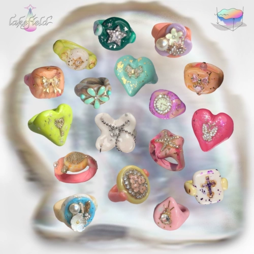 Lakefield Original Design Nishe Color Ins преувеличенный флеш -циркон жемчужный кольцо для женщин для женщин