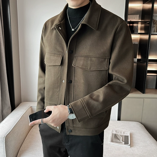 Короткое шерстяное пальто, демисезонная утепленная куртка, изысканный стиль, облегающий крой