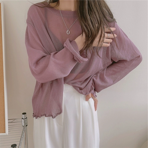 Осенний цветной лонгслив, одежда для защиты от солнца, в корейском стиле, оверсайз