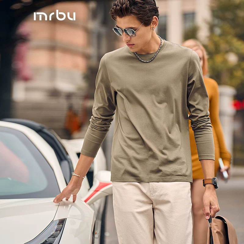 Star's same MrBu long-staple cotton white long-sleeved T-shirt men's casual spring and autumn bottoming top with T-shirt