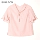 SOMSOM Soma 2020 mùa hè mới áo sơ mi voan nhỏ của phụ nữ áo thun ngắn tay áo pull rộng rãi áo cánh tiên phương tây - Áo sơ mi chiffon ren