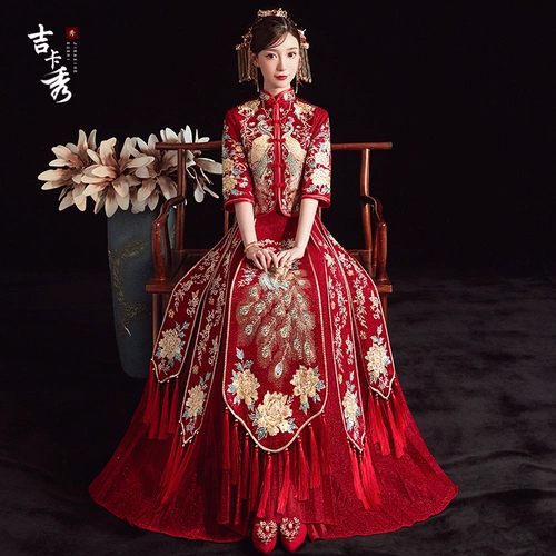 Традиционный свадебный наряд Сюхэ, свадебное платье для невесты, вечернее платье для беременных, коллекция 2023, дракон и феникс, большой размер