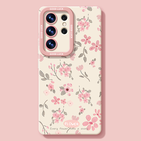 Lavender Floral Pink Flower Silicone Anti-Fall Samsung Phone Case