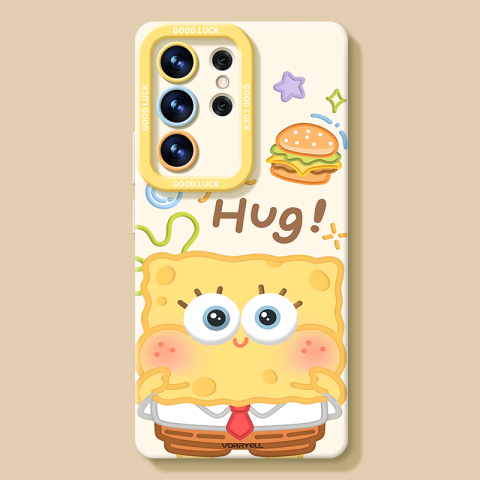 Pastel SpongeBob & Patrick Cartoon Silicone For Girls Hug! S25, S25 Plus, S25 Ultra, S24, S24 Plus, S24 Ultra, S23, S23 Plus