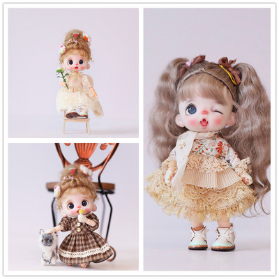 taobao agent OB11 baby lattice dress YMY baby clothes GSC body 1/12 point BJD clothes can be worn