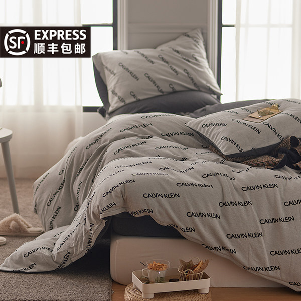 Хлопковый трикотажный летний комплект, хлопковая простыня, пододеяльник, покрывало, 4 предмета, легкий роскошный стиль, изысканный стиль