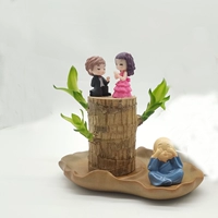 Бразильское дерево диаметром 6-7 см + таз с листьями лотоса + предложение + маленький монах