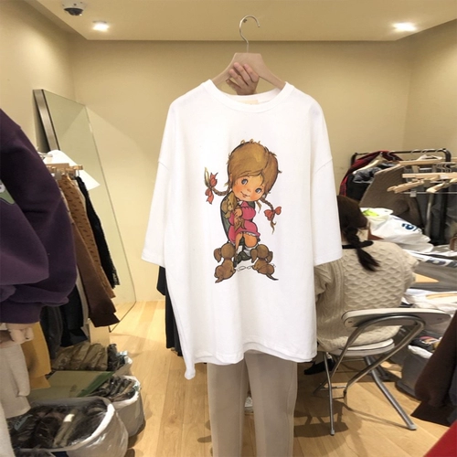 Южнокорейский весенний летний хлопковый товар, мультяшная белая футболка с коротким рукавом, коллекция 2022, короткий рукав